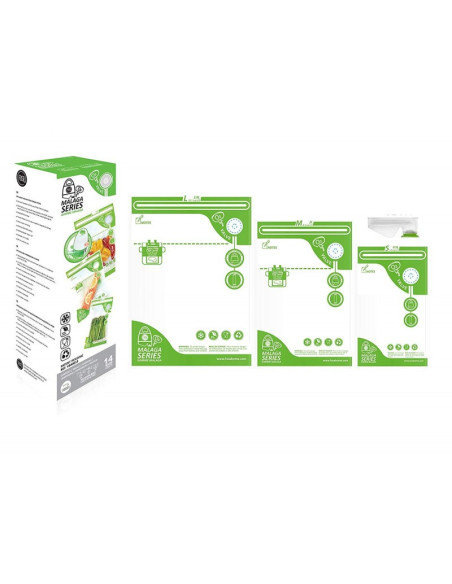 FOSA Reusable Vacuum Food Storage Bags Sous Vide Bag 3 Sizes, mixed size S4*M4*L6 (14pcs/pack) with V-adapter VB40013