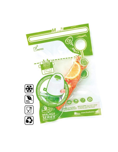 FOSA Reusable Vacuum Food Storage Bags Sous Vide Bag 3 Sizes, M size 8”x12” (16pcs/pack) VB10163