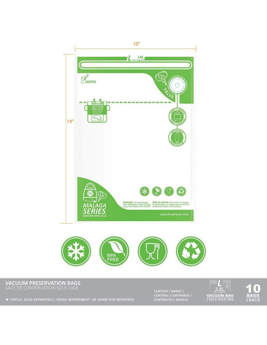 FOSA Reusable Vacuum Food Storage Bags Sous Vide Bag 3 Sizes, L size 10”x14” (10pcs/pack) VB10103